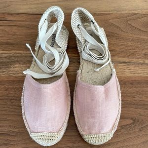 Soludos Espadrilles Lace up Sandals, Womens size 8. Pink. Like new